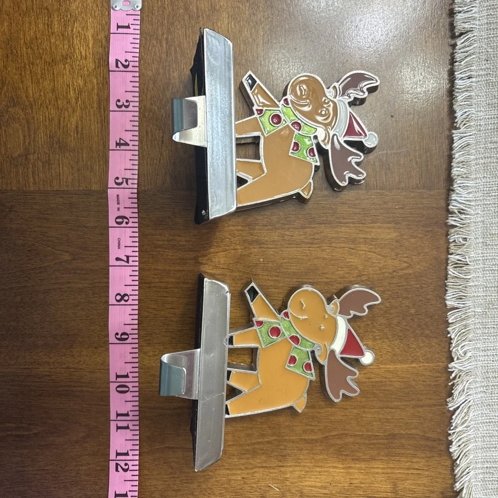 VTG Moose Stocking Holder Hanger Christmas Holiday Decor Metal Silver Tone‎ 4